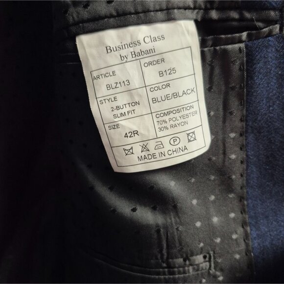 Mens Navy Blue Suit Jacket Size 42 Classic Formal Blazer Elegant Fit Zoom in - Picture 7 of 8